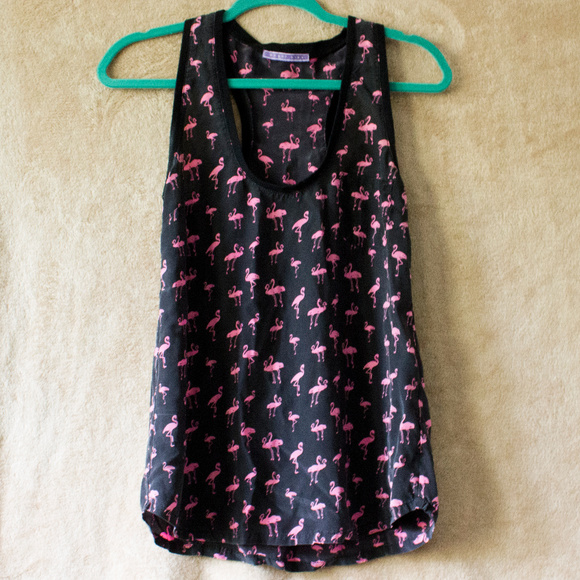 Sugarlips Tops - 2/$20 Flamingo Tank Pink & Black Sugar Lips